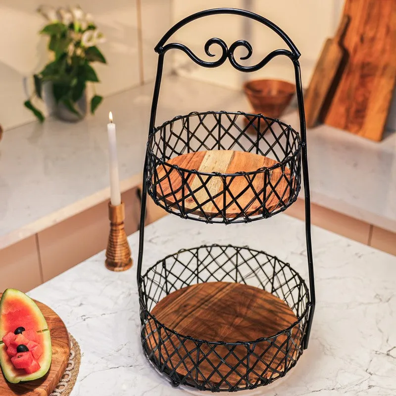 Harvest Metal Two-Tier Fruit Basket Stand media 6
