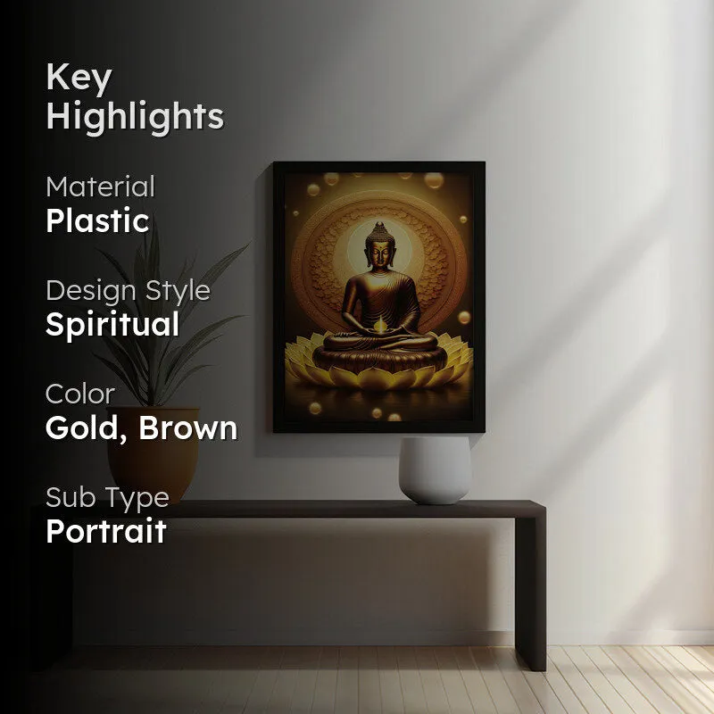 Golden Serene Buddha Wall Art media 2