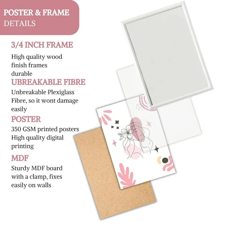 Pink Persona Paper Wall Painting With Frame - White media 8