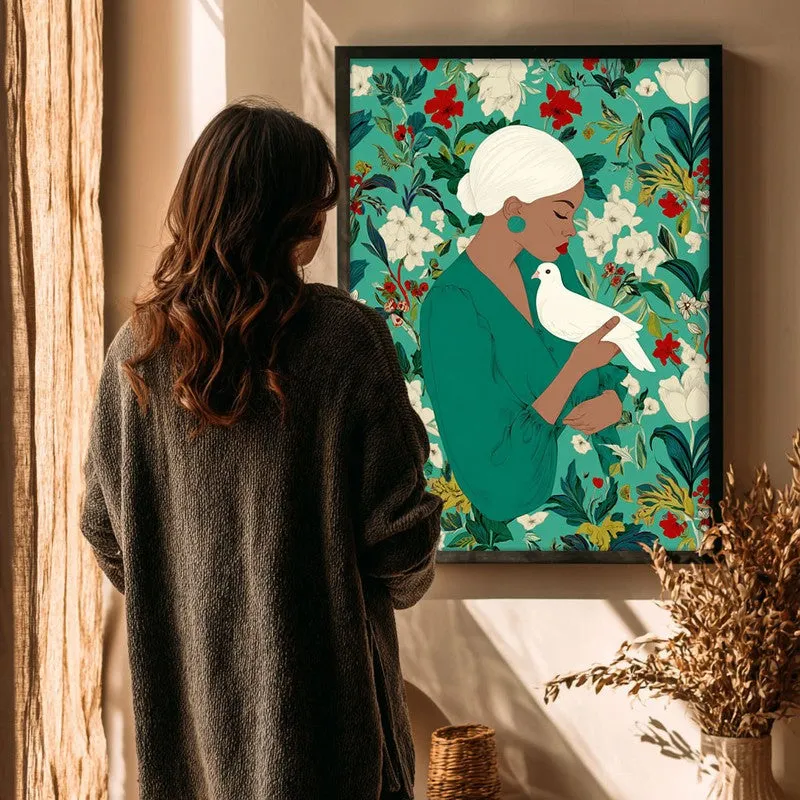 The Doves Whisper Canvas Wall Painting - Black Frame media 4