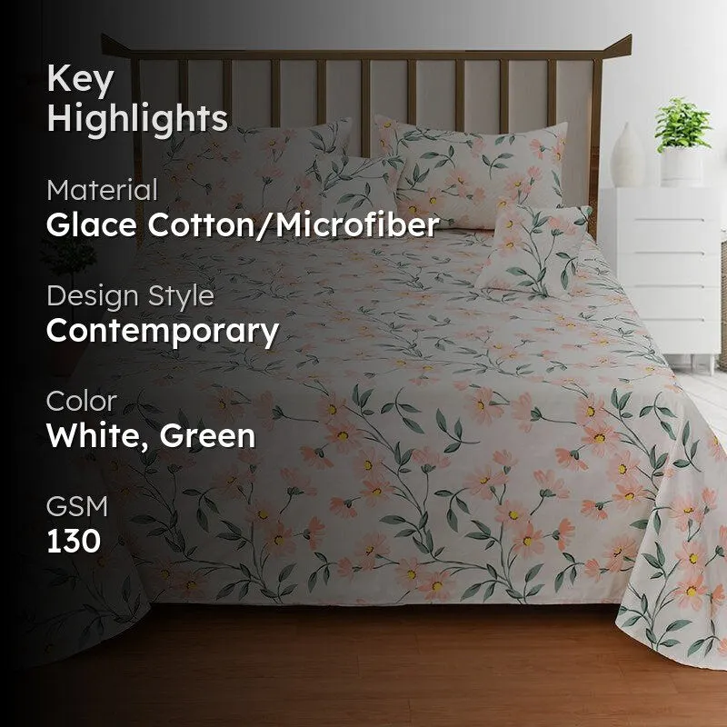 Blush Meadow Floral Quilted Microfiber Bedding Set - Five Piece Set media 2