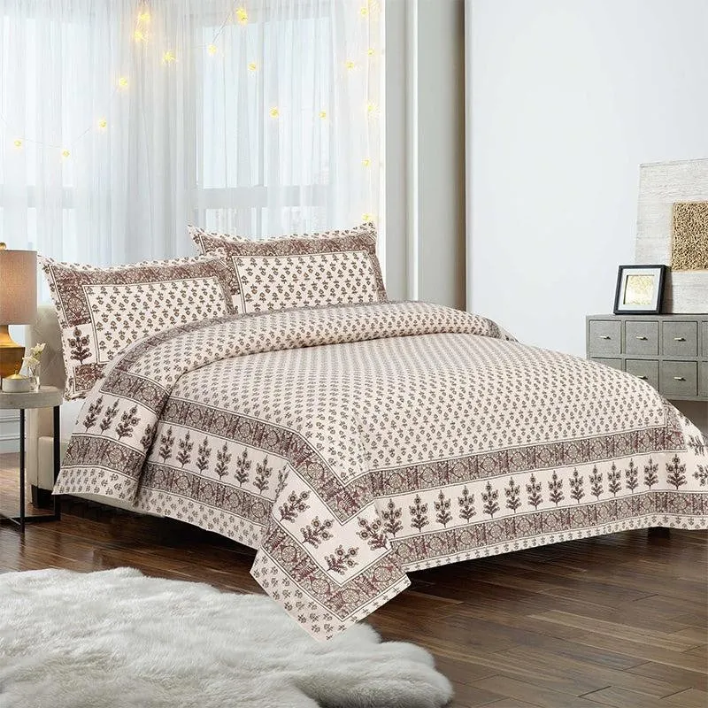 Koleen Printed Cotton Bedsheet (Ivory) - 160 TC media 1