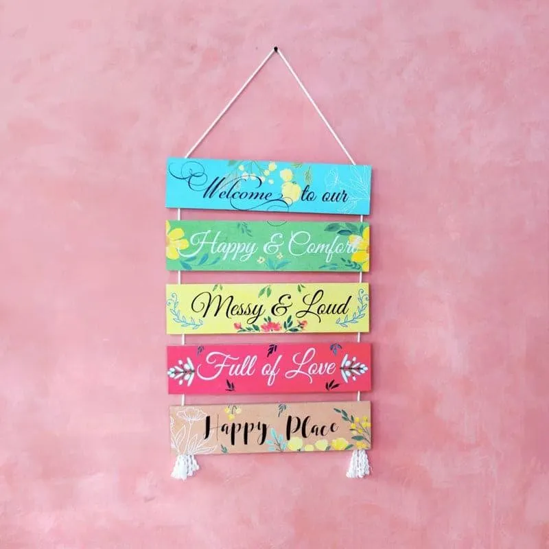 Happy Abode Handpainted Canvas Wall Hanging media 1