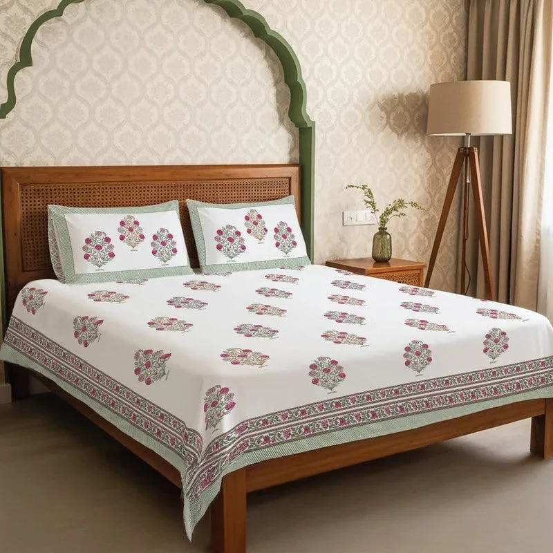 Urban Space EthnicFlora Cotton Bedsheet - 300 TC media 1
