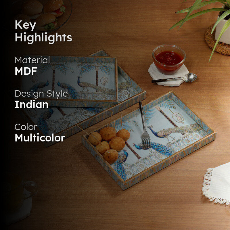 Mayura Neela Rectangle Serving Tray - Set Of Three media 2