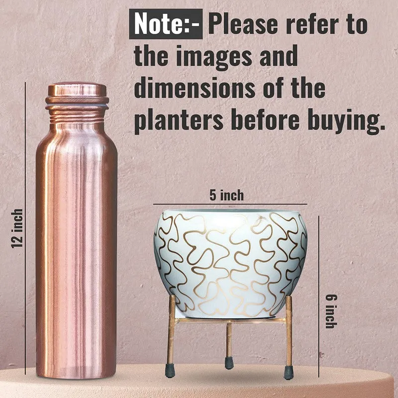 Nature Root Metal Planter with Stand - White media 10