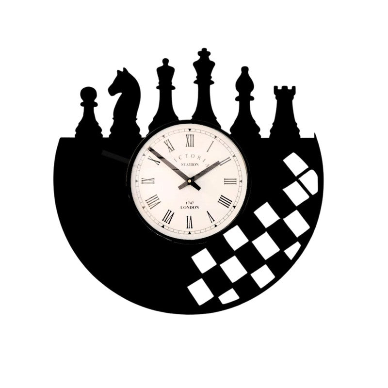 Chessline Steel Analog Wall Clock - Black media 4