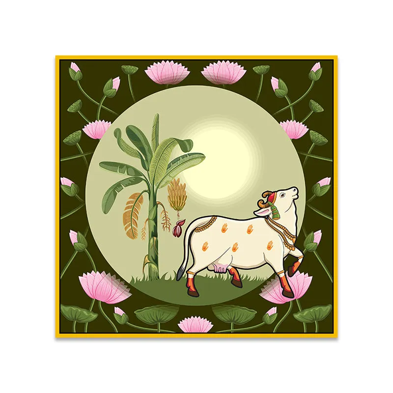 Pastoral Paradise Canvas Wall Painting With Frame - Gold media 5