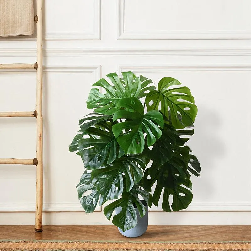 Faux Everlasting Monstera Plant With Black Plastic Pot - 79 cm (2.6 ft) media 1