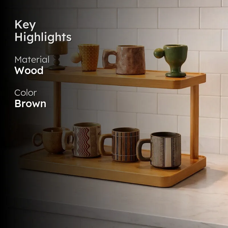 Rioware Grain 2 Tier Edge Wood Racks - Brown media 2
