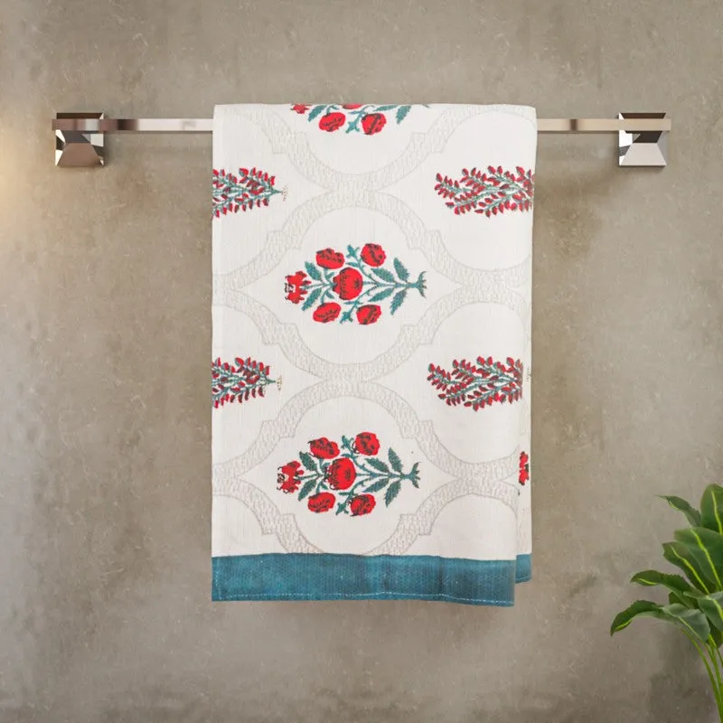 Flora Drift Cotton BathTowel - Blue & White media 3