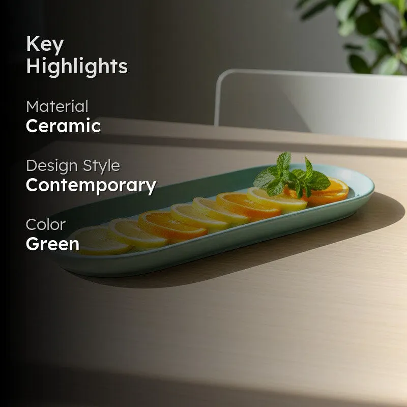 Oval Ceramic Platter - Green media 2
