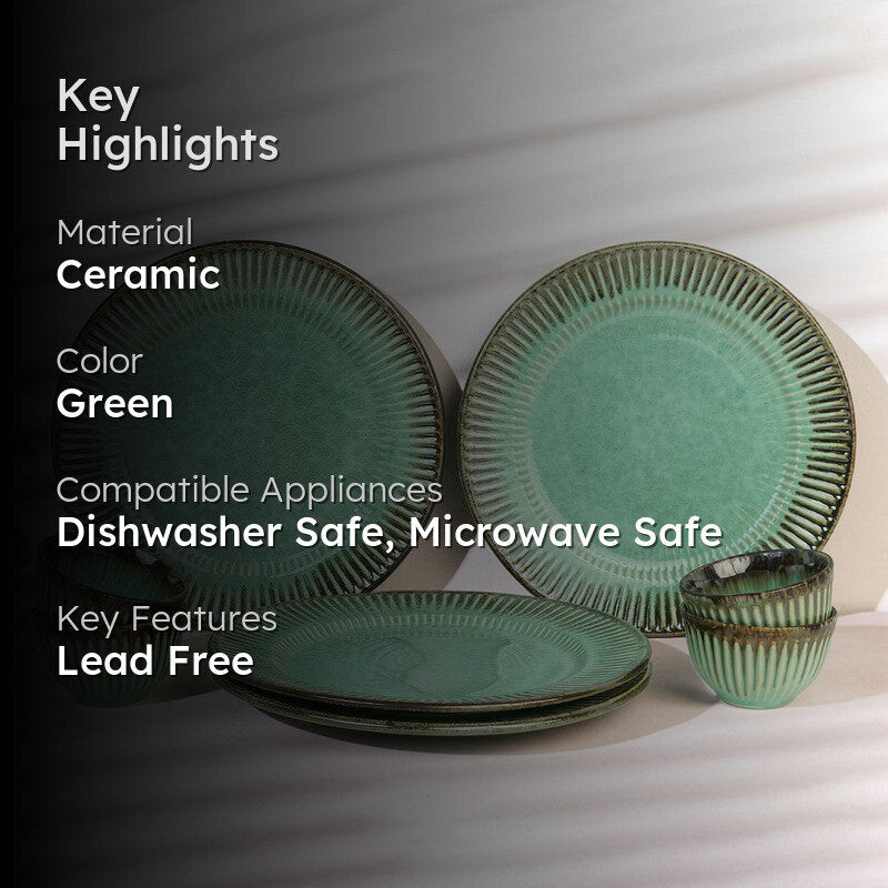 Mintora Green Ceramic Dinner Set - 8 Piece Set media 2