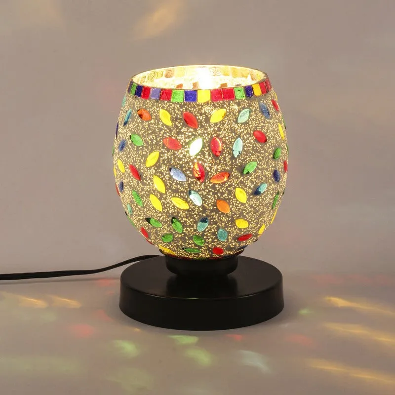Flameora Mosaic Glass Table Lamp With Wooden Base - Multicolor media 6