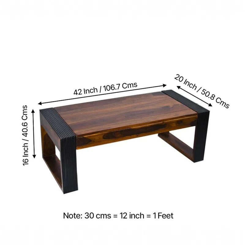 Zirox Sheesham Wooden Center Table - Brown,Black media 8