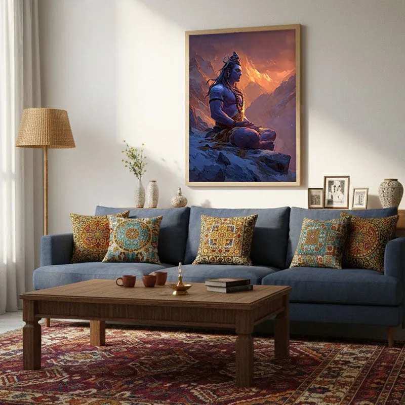 Mahadev in Deep Trance I Archival Paper Wall Art - Natural Brown Frame media 3