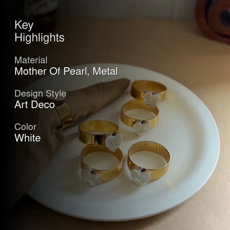 Asher Heart Handcrafted Mother Of Pearl Napkin Rings - Set Of Six media 2