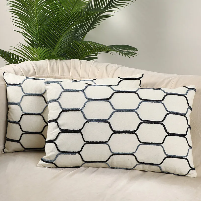 Hexa Hue Tufted Cotton Cushion Cover - Set Of Two media 2