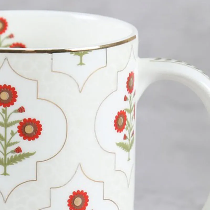 India Circus Grey Poppy Flower Mug (360 mL Each) - Set Of Two media 4