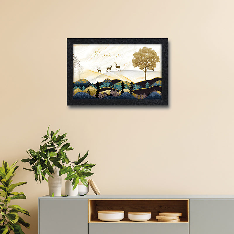 Stags Of Hills Wall Painting