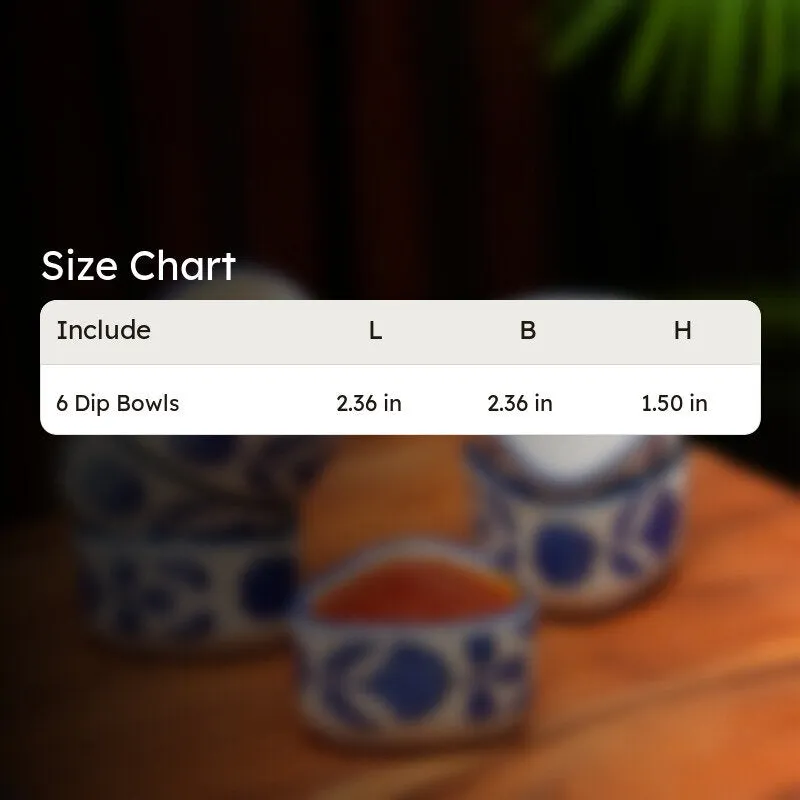 ServeCraft Ceramic Dip Bowls (Blue,White ,40 mL Each) - Set Of Six media 8