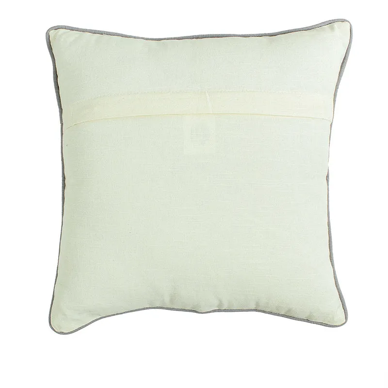 Imperial Petals Woven Cotton Cushion Cover (Grey) - Set Of Two media 5