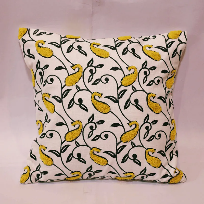 Tuft Tales Tufted Cushion Cover (Yellow & White) - Set Of Three media 3