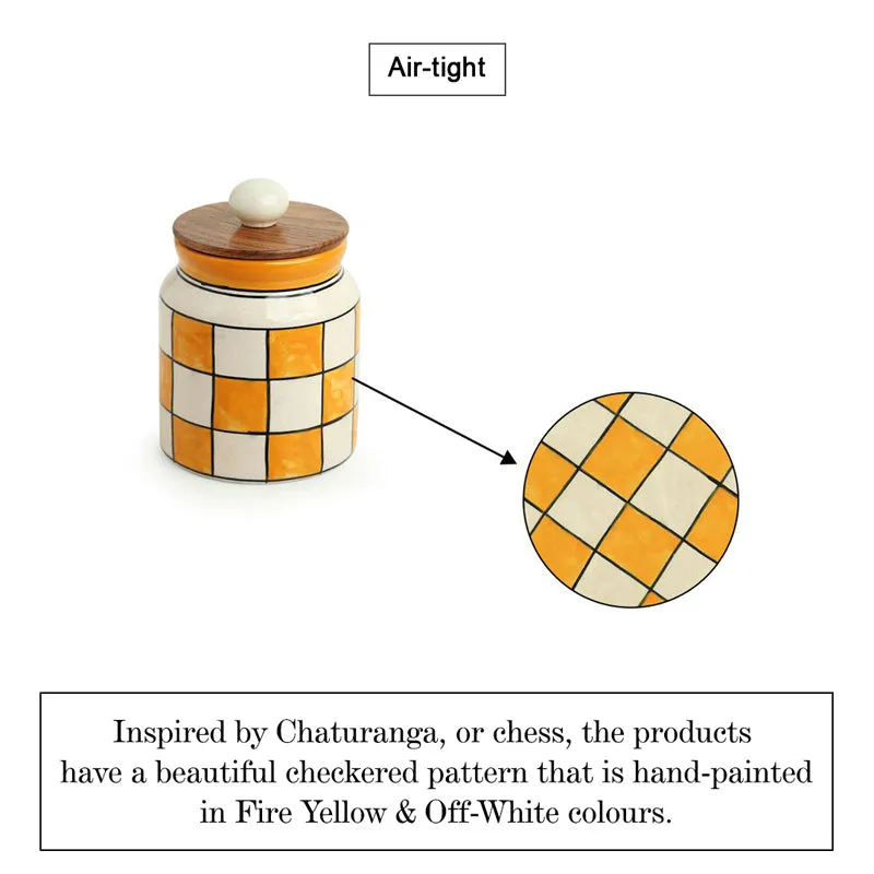 Chaturanga Handpainted Airtight Ceramic Jar (410 mL Each) - Set Of Two media 4