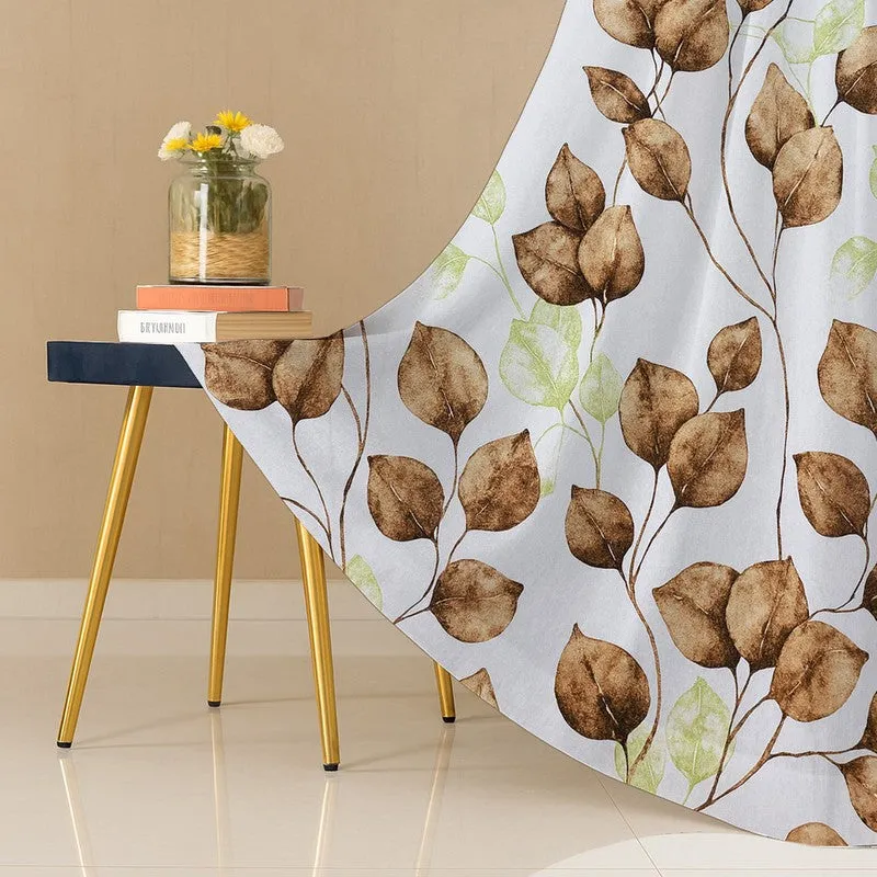 Garden Glow Cotton Curtain - Brown,White media 5