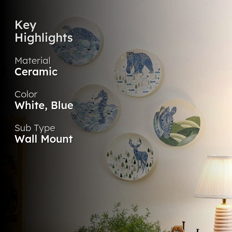 Illustrative Animals Wall Plate - Set Of Five media 2