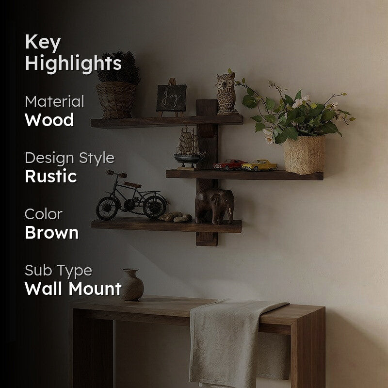 Tribeck Wooden Wall Shelf Organiser media 2