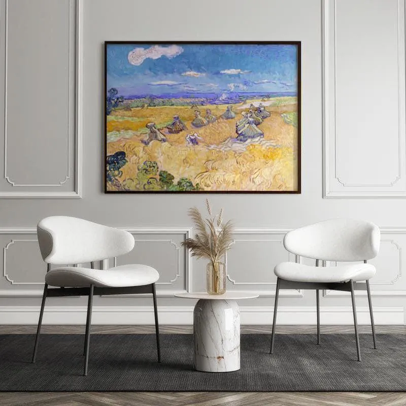 Wheat Fields With Reaper Auvers By Vincent Van Gogh - Black Frame media 5