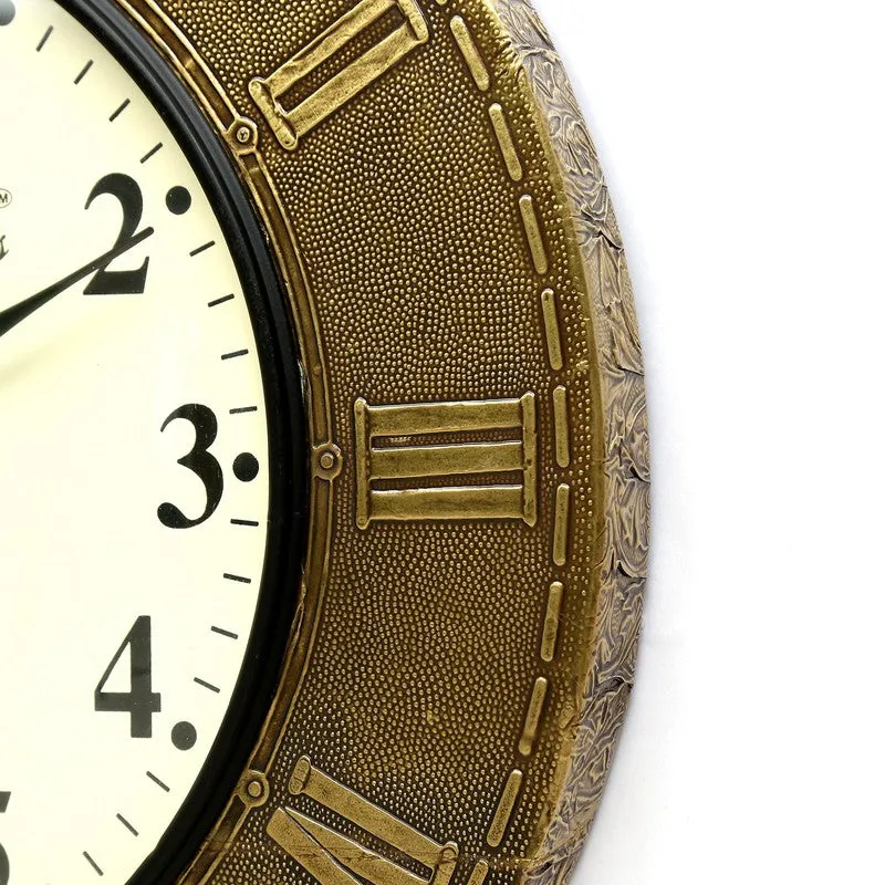 Brass Fitted Round Design Wood Wall Clock media 6