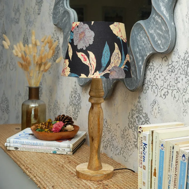 Autumn Petal Wooden Base Cotton Table Lamp - Multicolor media 3