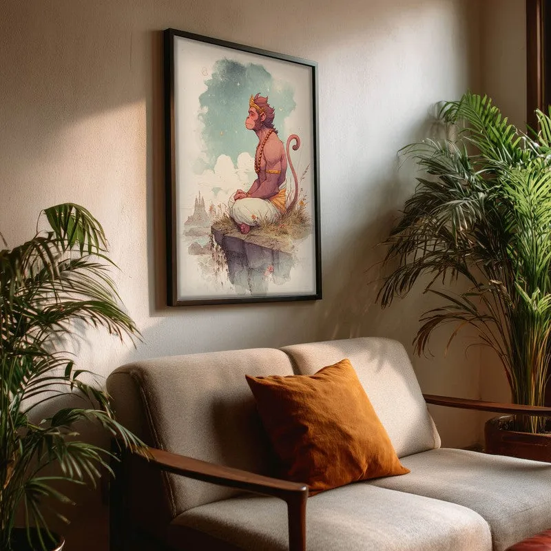 Divine Peace of Hanuman Ji Spiritual Archival Paper Wall Art media 3
