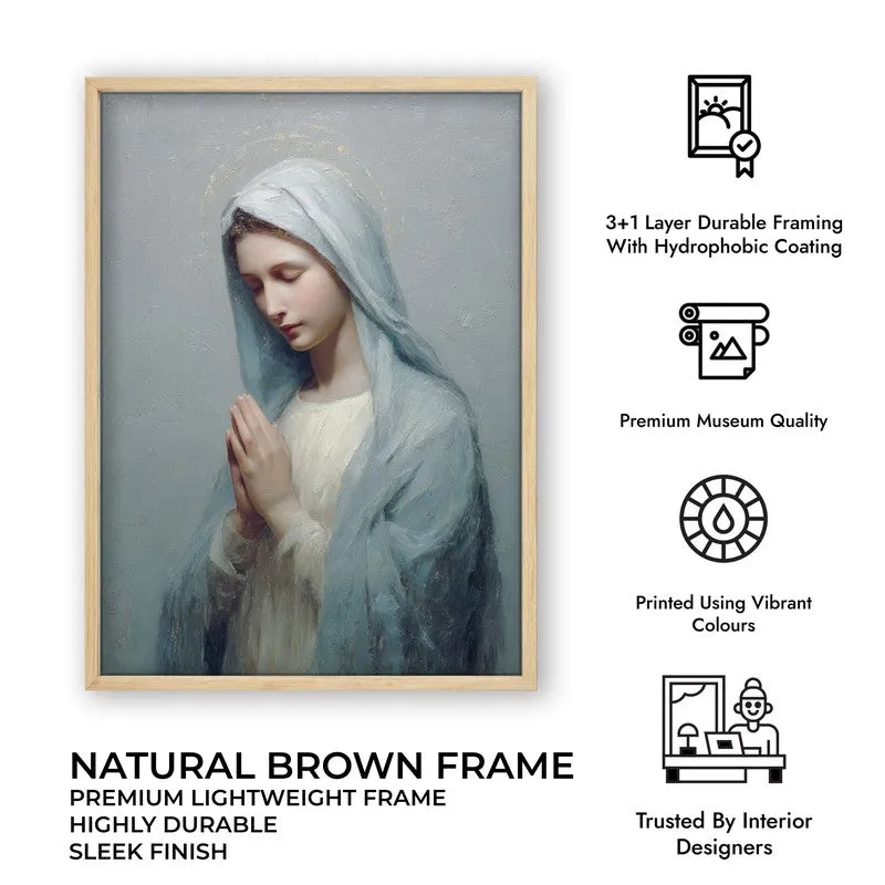 Mother Mary Archival Paper Wall Painting With Brown Frame media 7