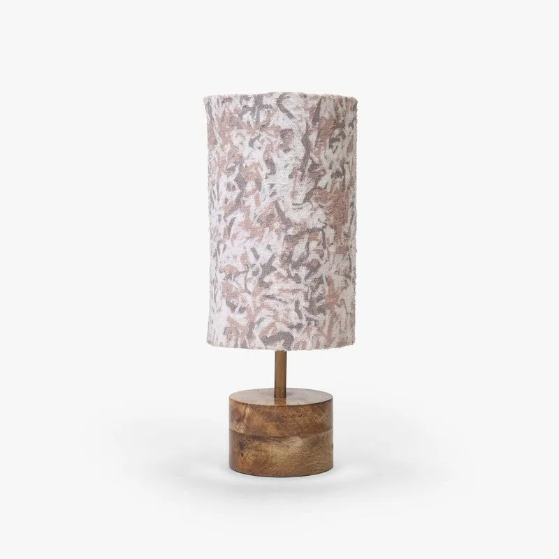 Orange Tree Flake Mango Wood Table Lamp Beige - Multicolor media 3