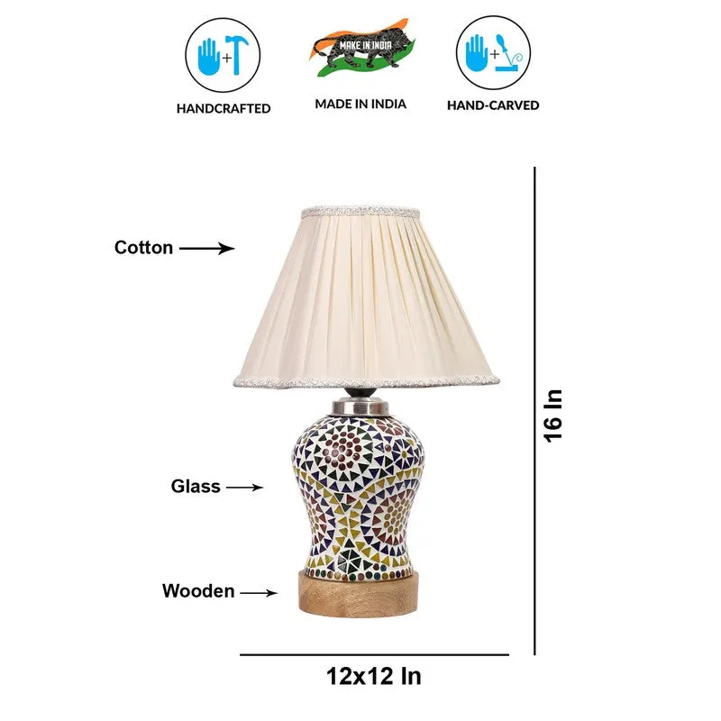 Aurenique Pleated Wooden Table Lamp - Multicolor media 9