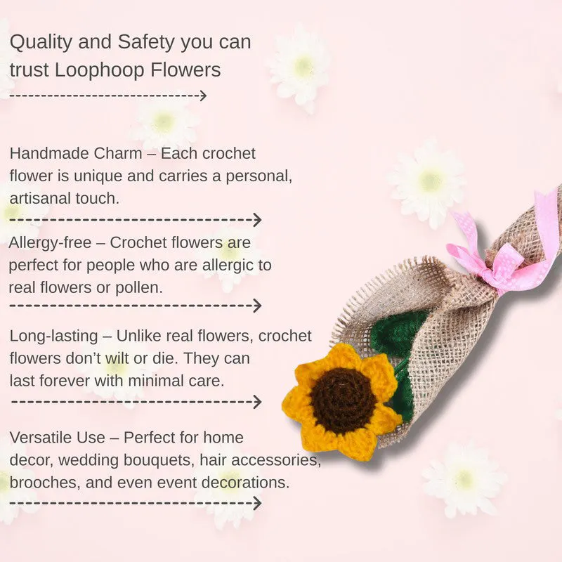 Crochet Handmade Sunflower Bouquet - Yellow media 6