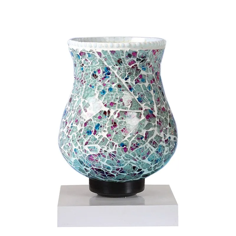 Glowfire Mosaic Glass Table Lamp With Wooden Base - Multicolor media 5