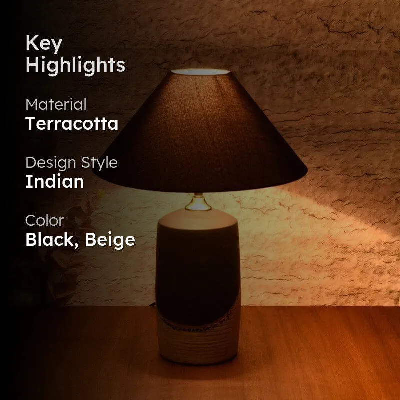 Trijal Terracotta Table Lamp - Black,Beige media 2