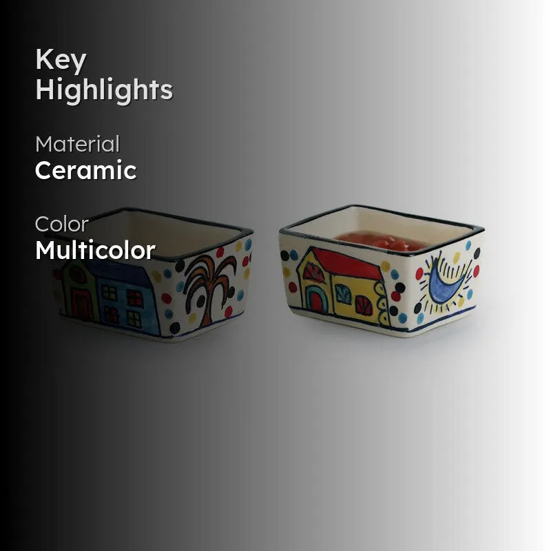 Sweet Home Handpainted Dip Bowl (80 ML) - Set Of Two media 2