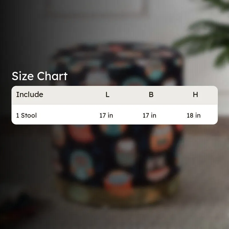Avira Owl-print Velvet Pouffe - Black media 6
