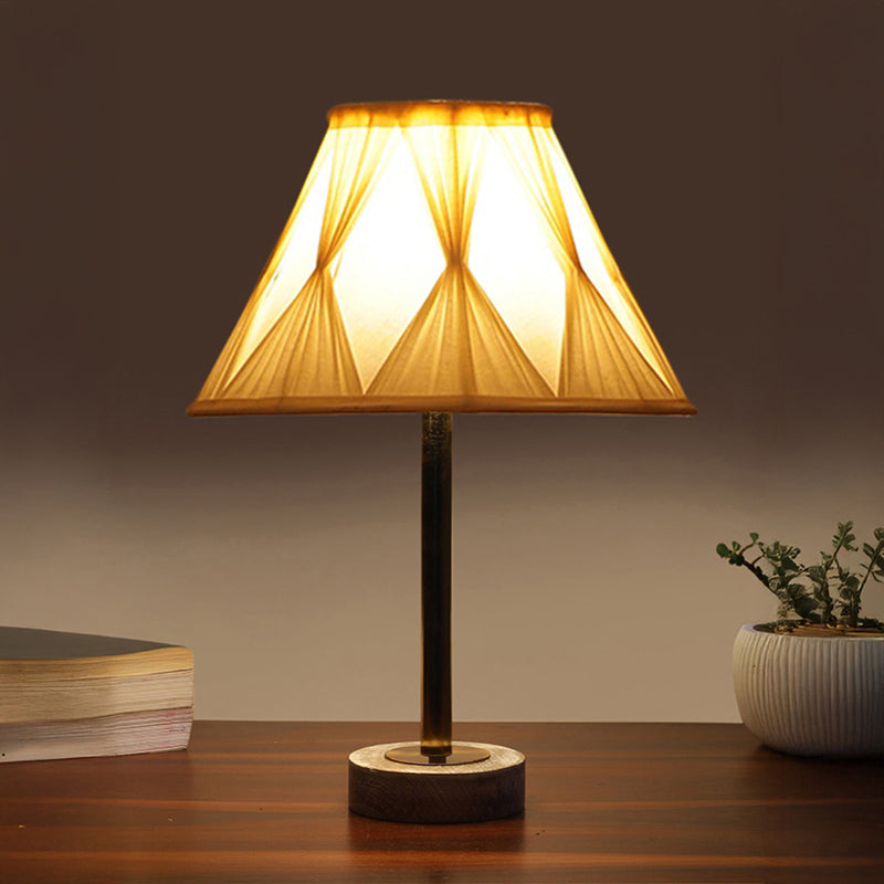Pleatra Pinch Rodin Wooden Table Lamp - Ivory,Gold,White