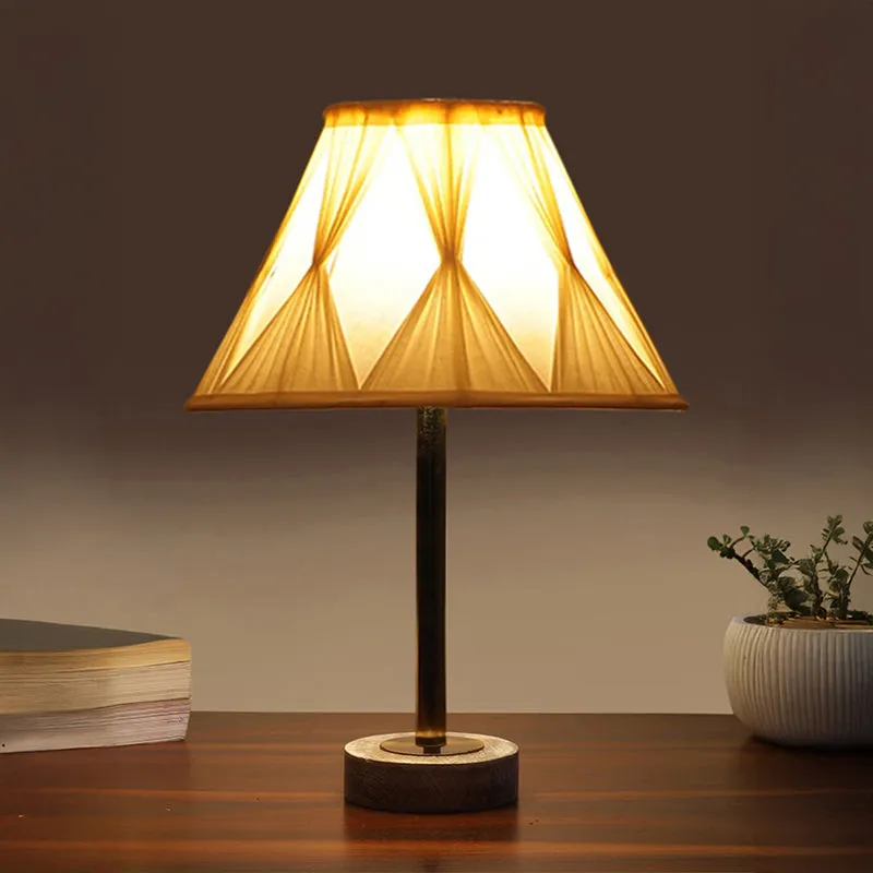 Pleatra Pinch Rodin Wooden Table Lamp - Ivory,Gold,White media 1