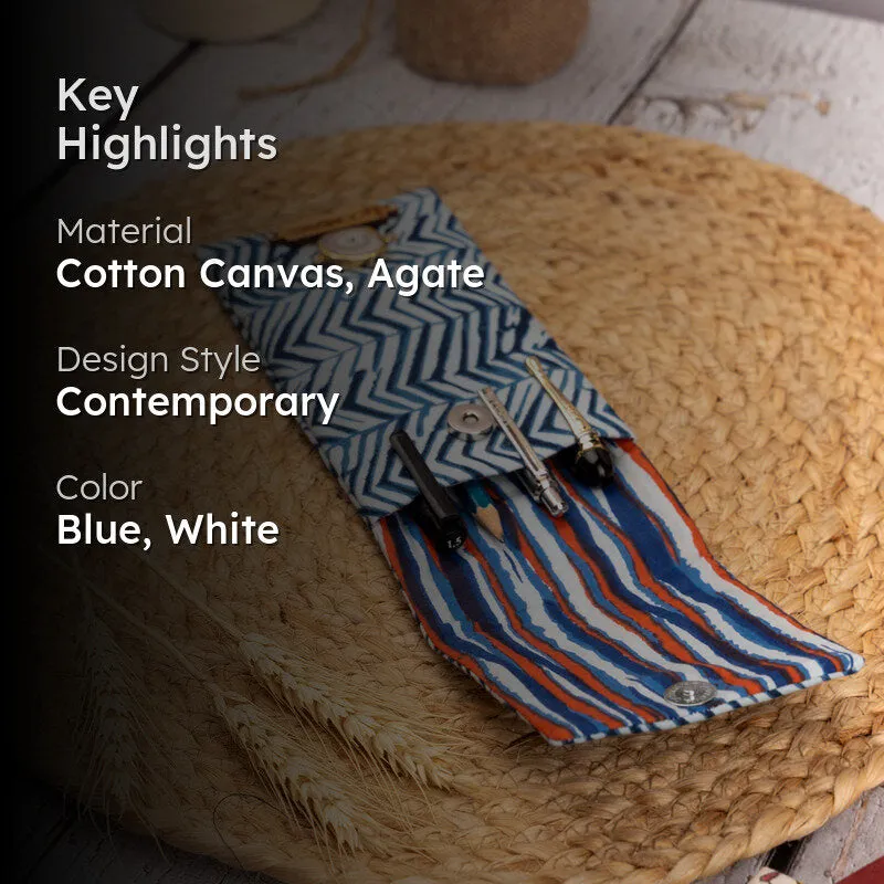 Azure Chevron Multiutility Fabric Pouch media 2