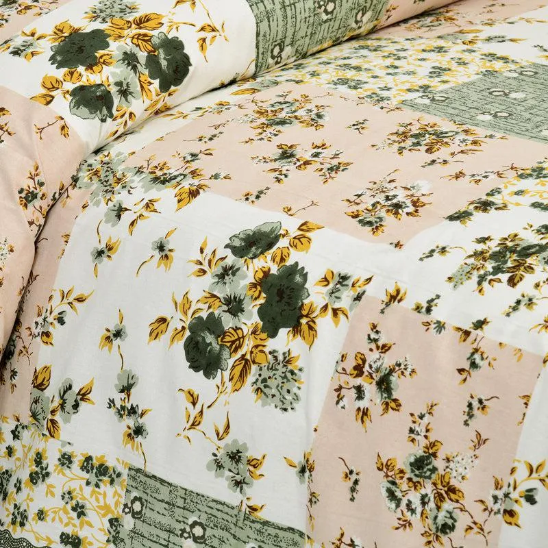 Buola Floral Cotton Bedsheet (Green,Yellow) - 160 TC media 4