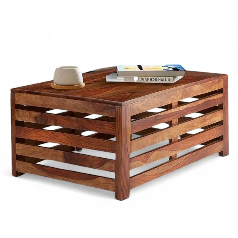 Cenrox Sheesham Wooden Center Table - Dark Brown media 3