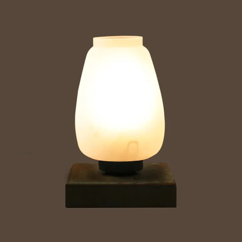 Lumitrex Glass Table Lamp With Wooden Base - White media 7