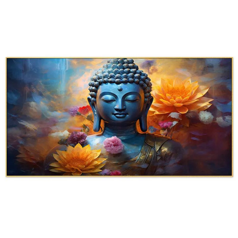 Meditative Buddha Canvas Wall Painting With Frame media 5
